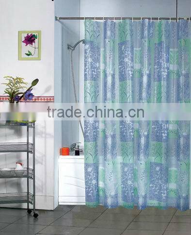 Print PEVA shower curtain and bath accessory