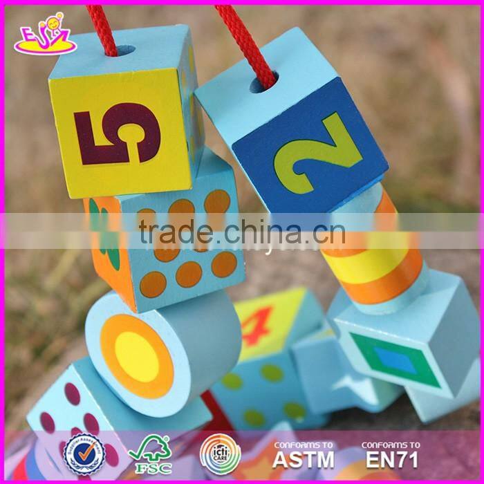2017 New design toddlers educational wooden lacing toys W11E065