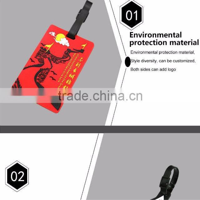 Custom Made Soft PVC Rubber Luggage Tag with Name Label