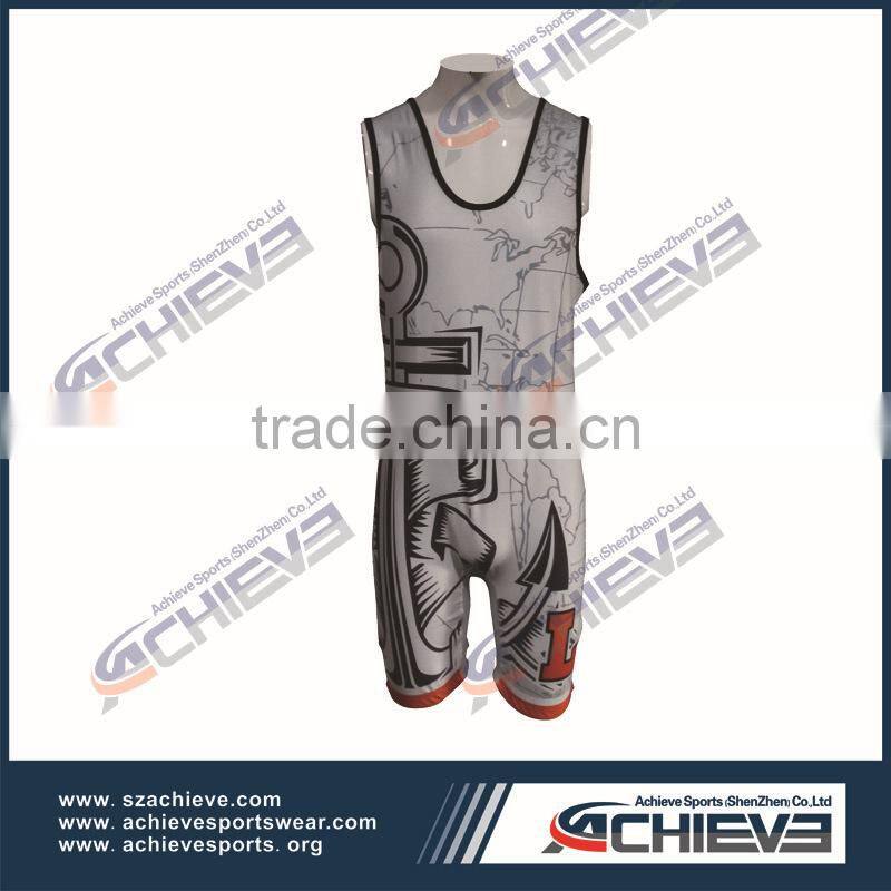 2015 wholesale sublimation printing wrestling singlet Cheap Prices Sublimation Printing Wrestler Singlet