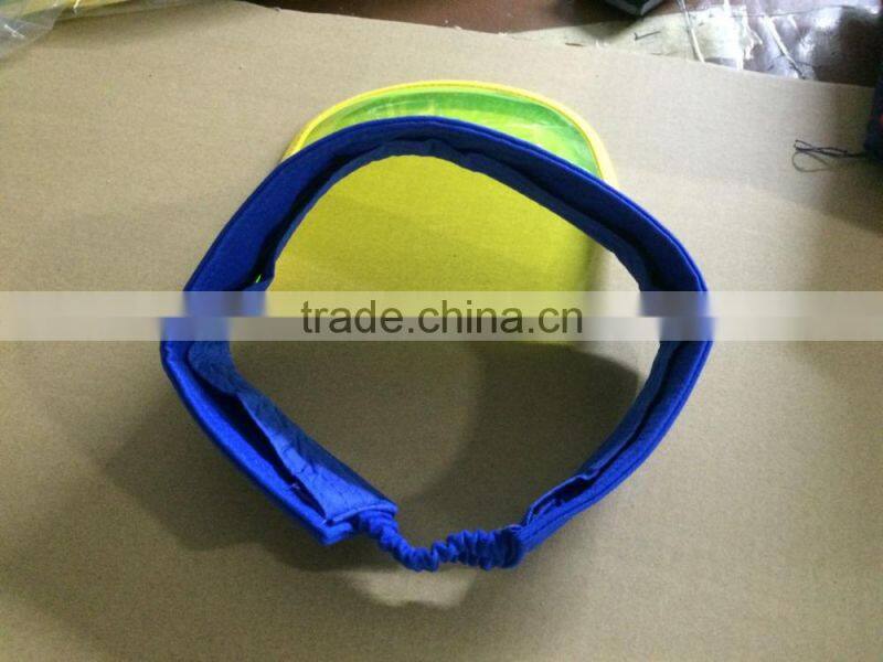 Custom Colorful Plastic And PVC Sun Visor hat with dongguan factory