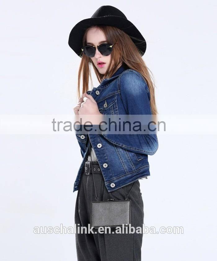 2016 latest korean style long sleeve designer jean jacket designs customized