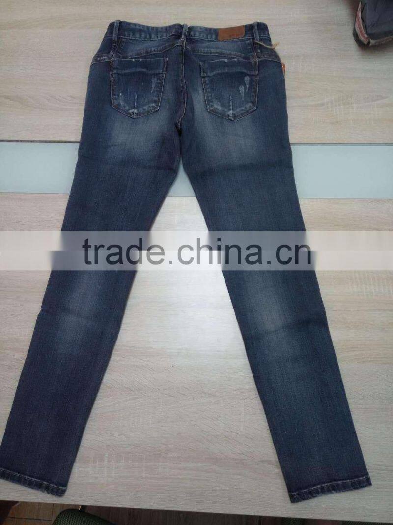 GZY cotton+spandex cheap price ladies jeans top design wholesale