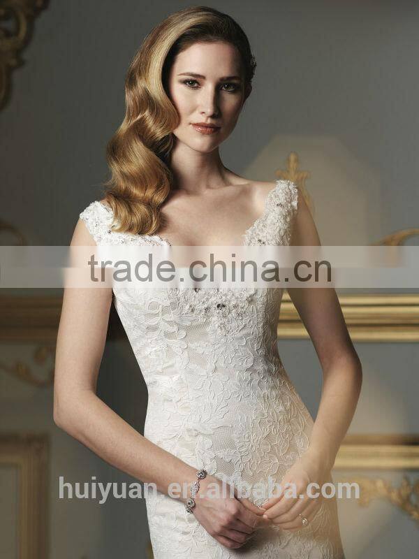 indian fancy strap lace mermaid elegant wedding dress