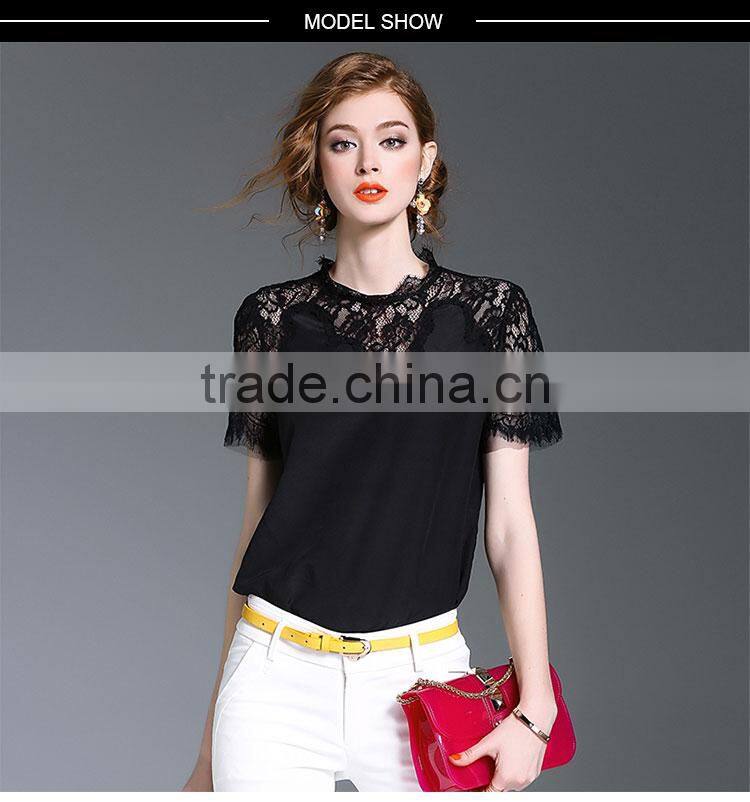 Maxnegio short sleeve new fashion lace blouse designs korean lace top