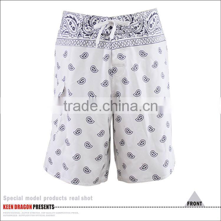 Cheap wholesale beachwear sublimated printing mens 4-way stretch board shorts