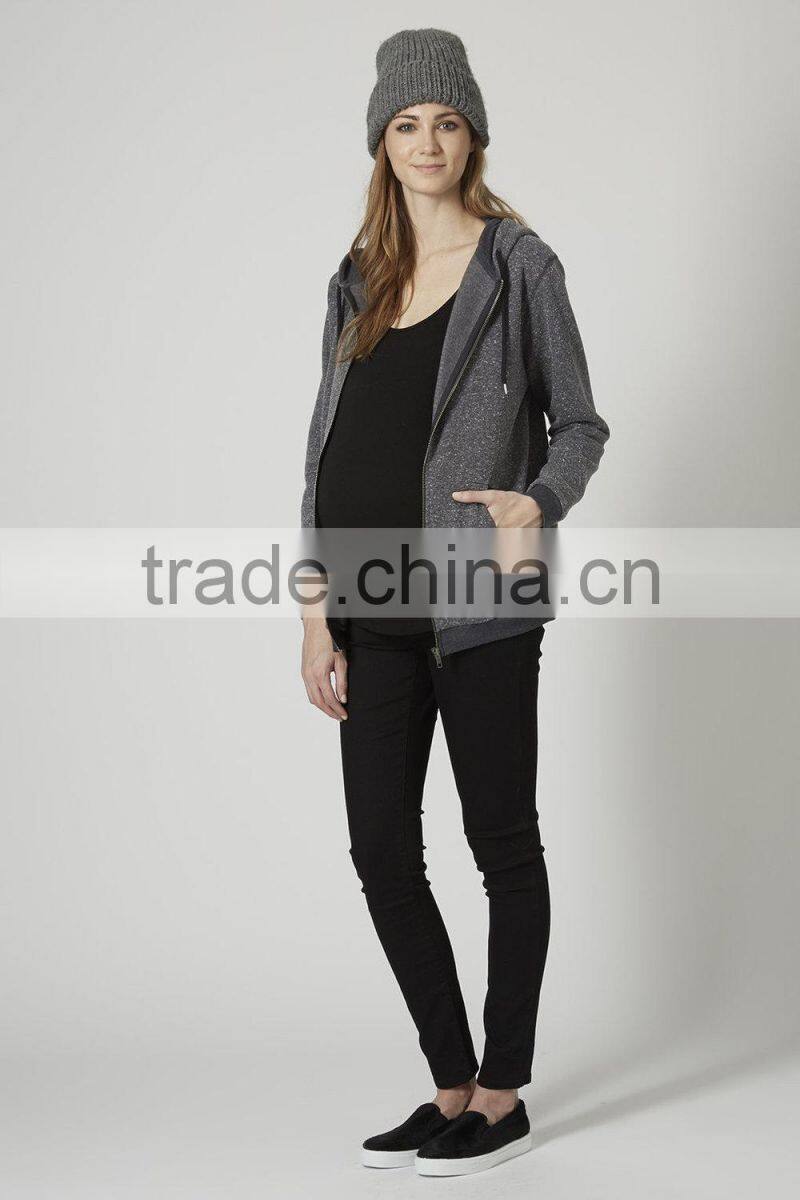 wholesale grey zip up hoodies maternity coat wear
