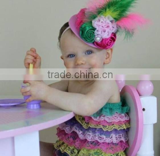 2015 Wholesale high quality!rainbow lace ruffle romper baby romper RO008