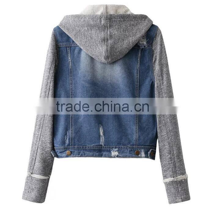 Runwaylover EY0991C 2016 high quality denim women coat & hoodies , women denim hoodies & jacket, OEM service