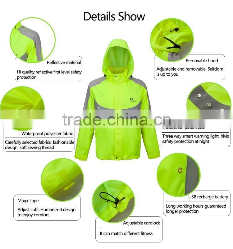 Cool mens night sport led shining warning running jacket