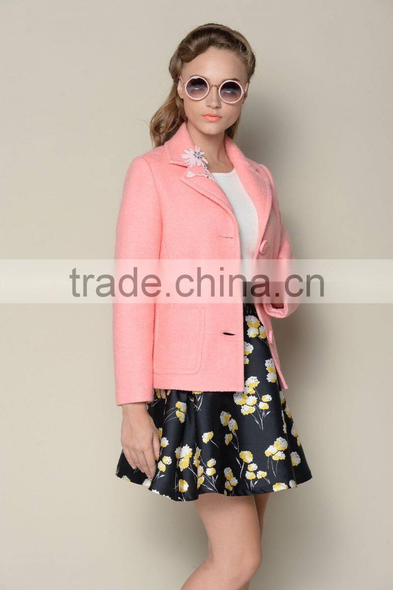 brand designer 2015 European style elegant plain coats and jackets woman