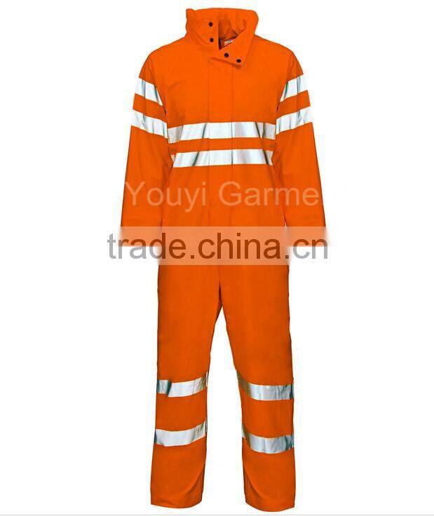 100%Cotton Orange Fireproof Work Winter Industrial Coveralls with Reflector