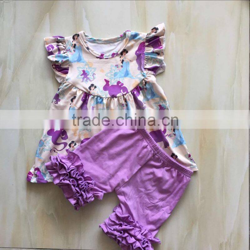 WY-796 Boy Outfit Match Girl Ruffle Shirt Summer Outfit Shorts Set For Babies