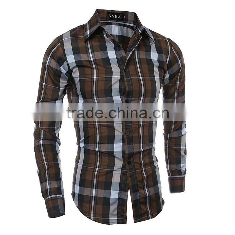 2016 Alibaba sale classic plaid pattern formal dress men shirt long sleeves for men