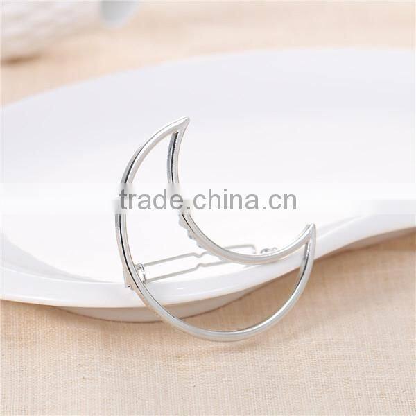 Zinc Based Alloy Hair Clips Findings Moon Silver Tone 62mm x 54mm