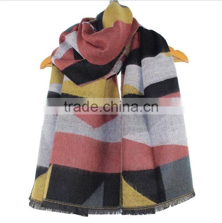Colorful 100% Acrylic Pashmina shawl Winter Geometric Women Scarf Shawl RL-208