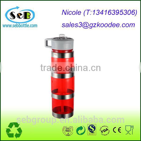 Various Size Plastic Water Bottle Fruit Infuser with Straw, BPA Free