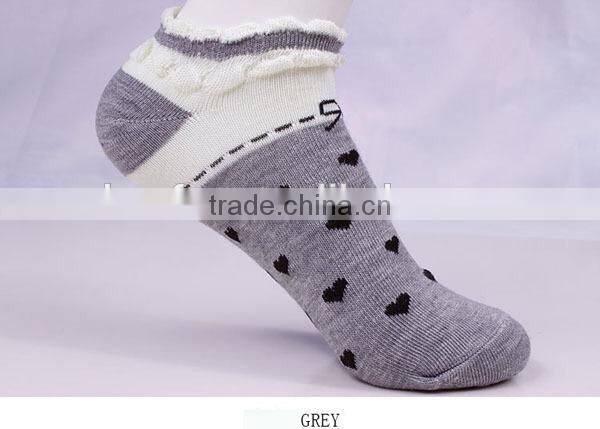 100%cotton pretty lace love heart pattern women socks