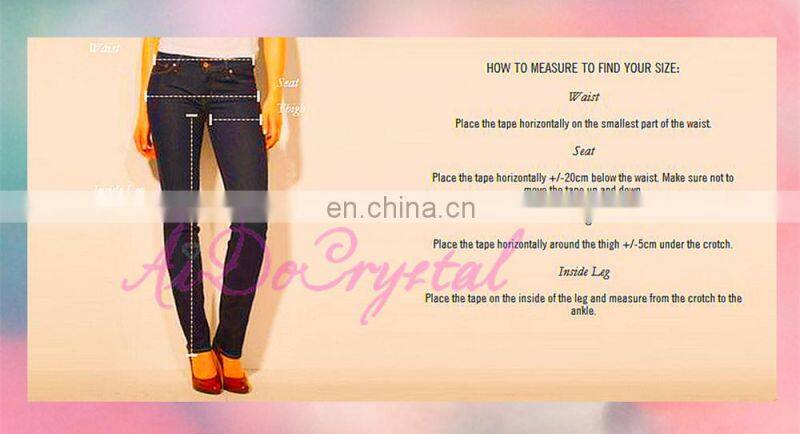 Aidocrystal High quality handmade crystal wholesale clothing fabric china women's colored cotton denim jeans