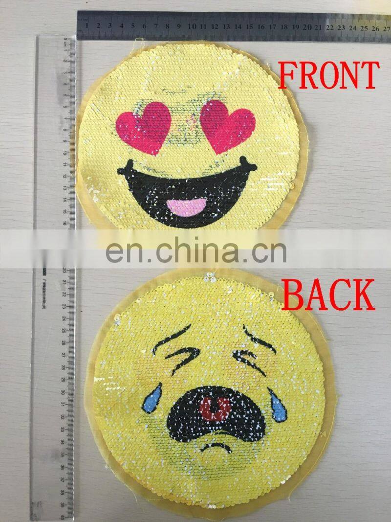 2017 custom double face sequin applique double side Patch