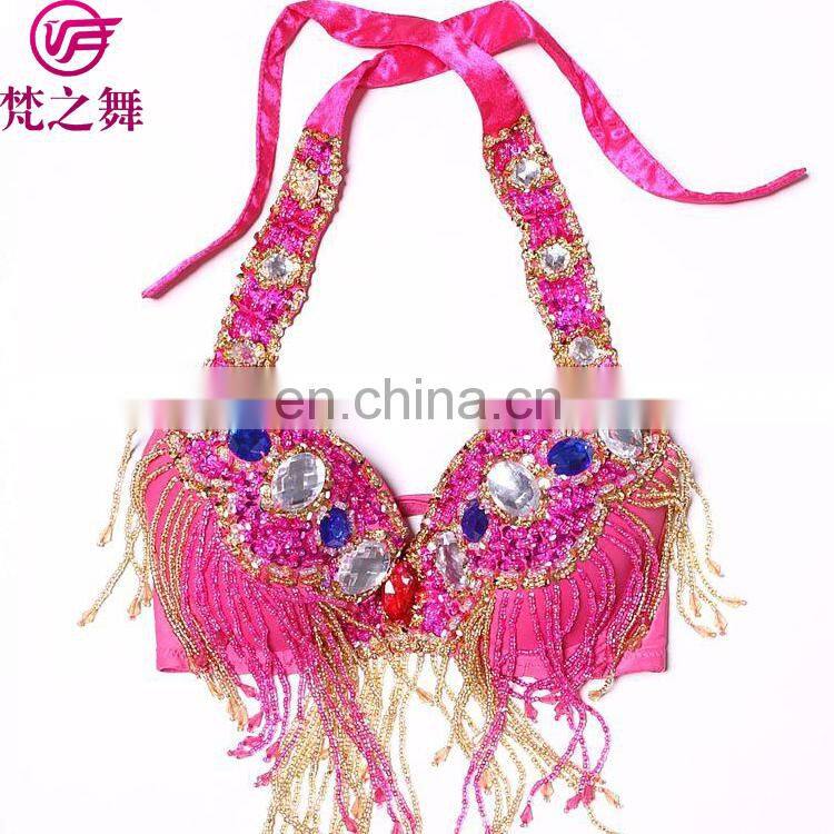 YD-023 Fashion butterfly design beaded and sequins belly dance bra