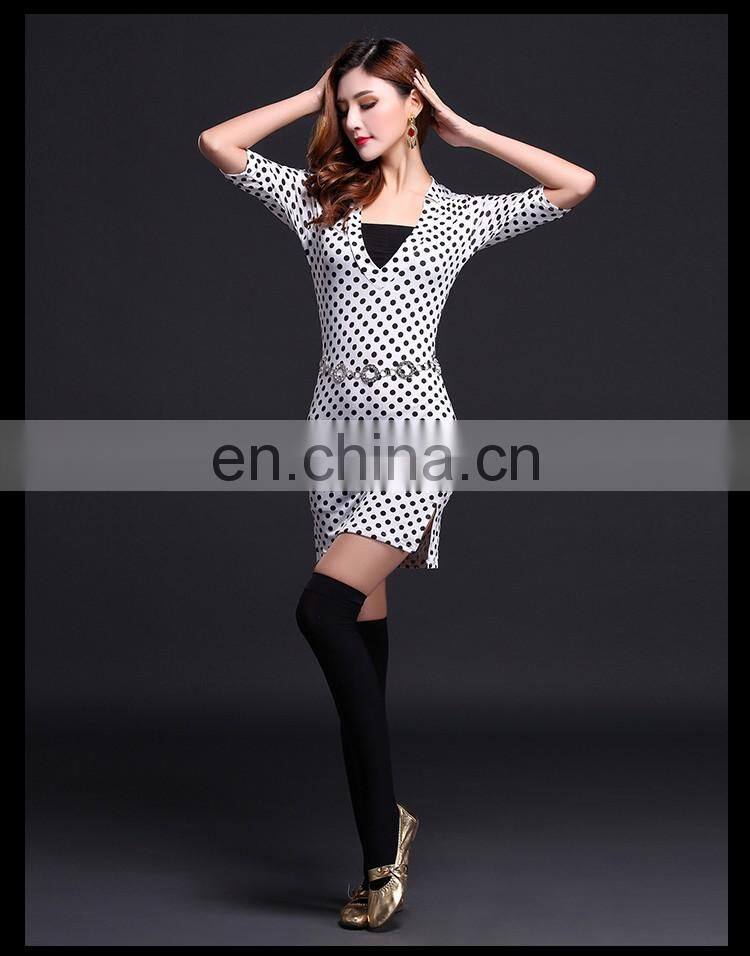 T-5112 Sexy slim black and white round dot women belly dance skirt