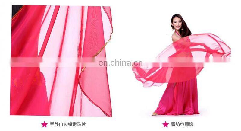 Chiffon Belly Dance half veils with gold silver finition women dance veil scarf Dance accessories 12 colors P-9059#