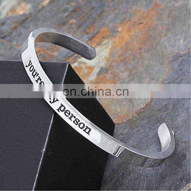 Stainless Steel You're My Person Bangles Hand Stamped Best Friend Bracelet Gift for Family Lover
