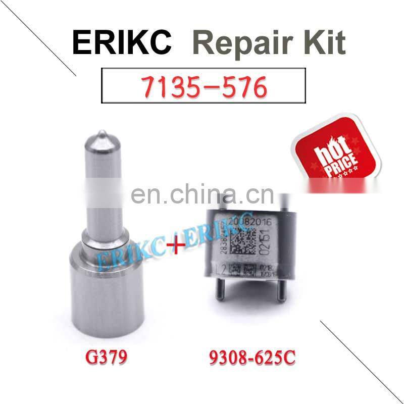 ERIKC auto fuel injector repair kits 7135-576 include burn oil nozzle H379 G379 control valve 9308-625C for 28236381 33800-4A700