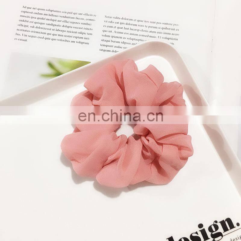 Xugar Hair Accessories Chiffon Hair Scrunchies Solid Elastic Ties Rubber Gum Hair Rubber Ponytail Holder Rope Bands