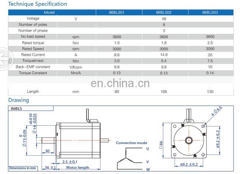 48v brushless dc motor 400w 500w 600w