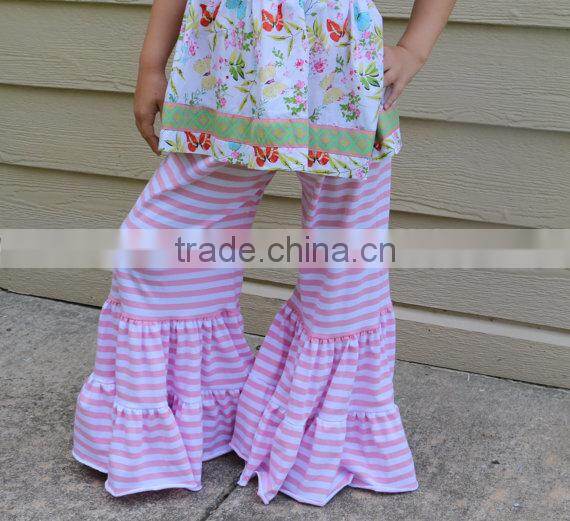 new design green baby girl maxi outwear pant knit ruffle bottom pants capri pants