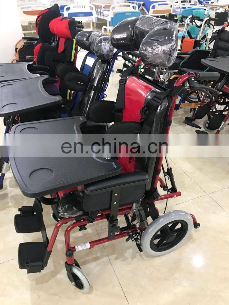 Foldable CP Wheelchair with PU wheels and desk