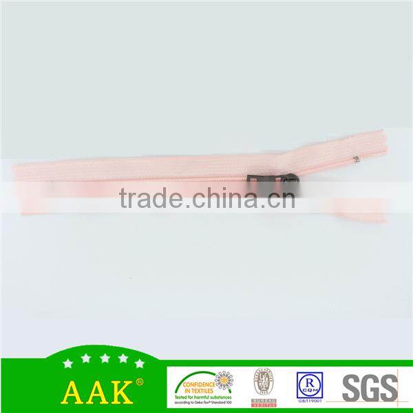 3# high quality nylon zipper with zip slider with black nickel puller A-09-23