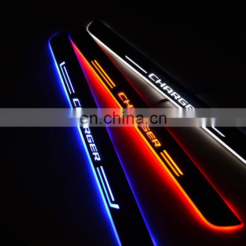 LED Door Sill Streamed Light For DODGE CHARGER 2011-2020 Scuff Plate Acrylic Door Sills Car Sticker Accessories