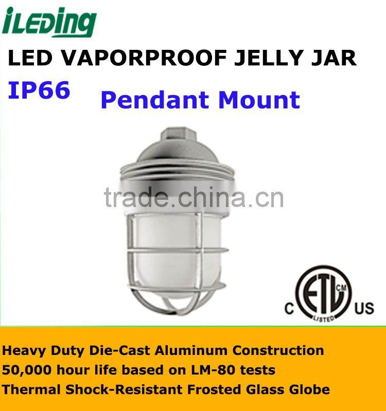 Ceiling or wall mounted, universial voltage 120-277V led vapor tight jelly jar