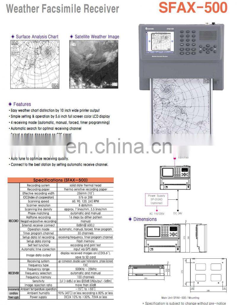 Marine electronics maritime navigation communication SAMYUNG CE RMRS SFAX-500 ship boat Weather fax weather facsimile receiver