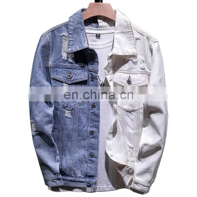 ustomized plus size men's jackets Korean style slim casual color matching male hip-hop denim jacket