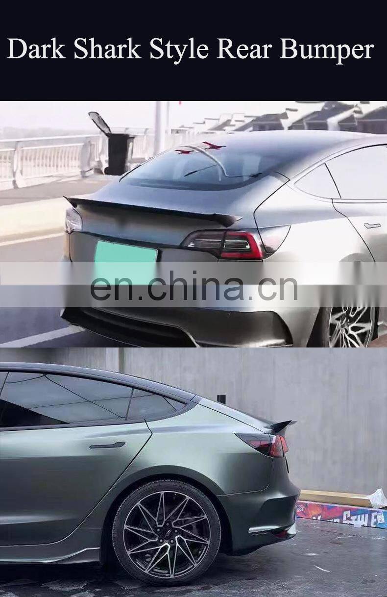 Runde Perfect Fitment Body Kit For 19-22 Tesla Model 3 Modification Upgrade Dark Shark Style Front Rear Bumper Side Skirt