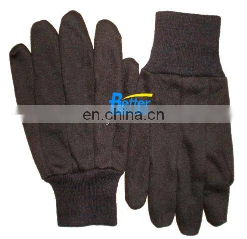 Oil and Gas Industry Men Knit Wrist Brown Jersey Cotton Construction Gloves,Warm Cotton Gloves