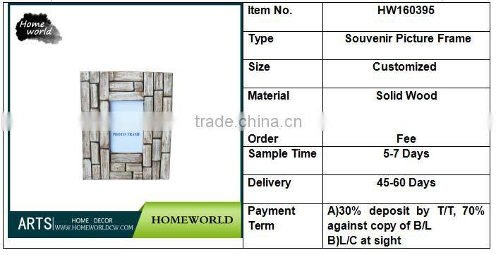 4" x 6" Desktop Ornamental Solid Wooden Souvenir Photo Picture Frame