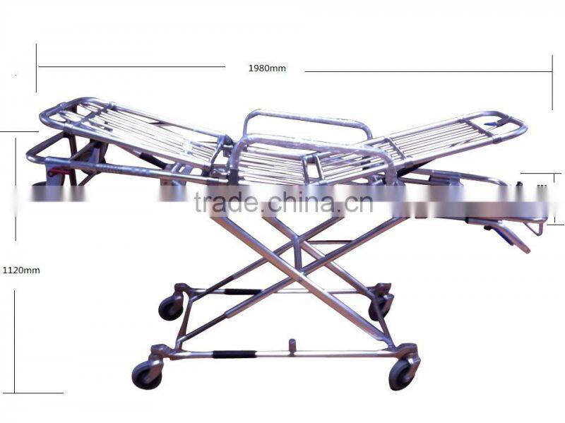 high quality X-frame Multi-level Ambulance Stretcher Trolley