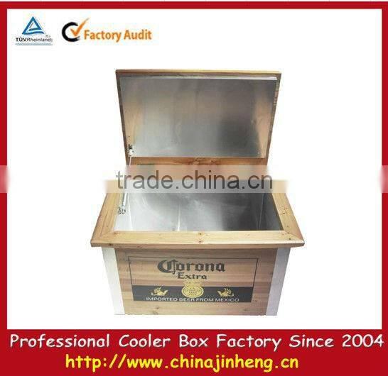 corona wooden ice cooler box