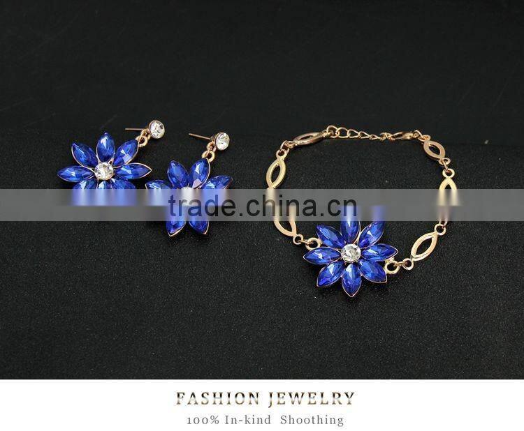 Women Bridal Wedding Jewelry Sets Charm Crystal Flower Pendant Jewelry Sets Shininy Bijoux Femme 2016