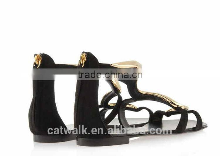 Fashion design sandals shoes comfortable black color shoes women shoes flats