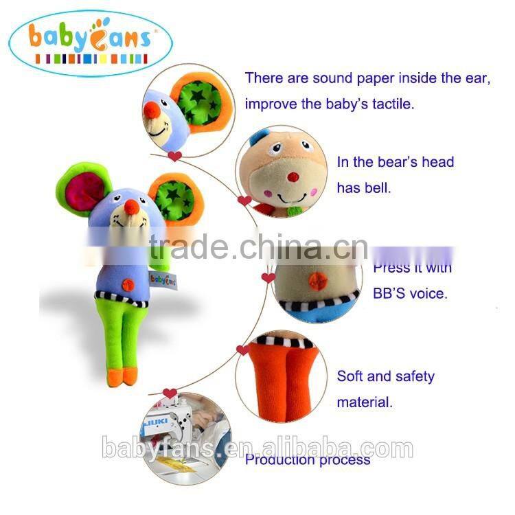 Babyfans 2015 hot sell baby toy new style baby rattle toy best made stuffed animal BB sticks