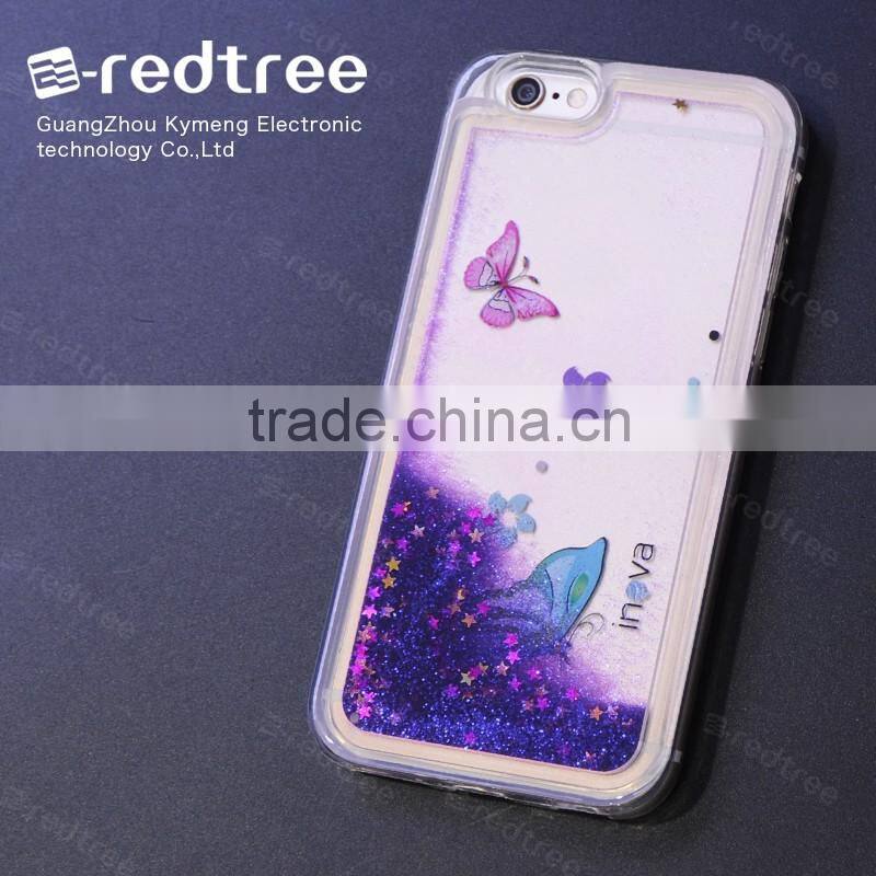 Eco-friendly Clear TPU and Liquid Feature Mobile Phone Case for Iphone 6 6s 7