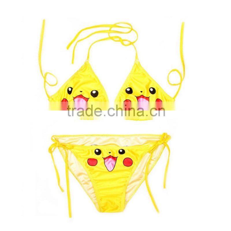 Cartoon Digital Print Sexy Transparent Bikini with Small MOQ