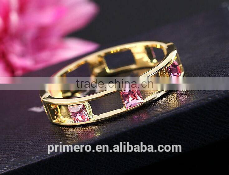 High Quality Style Hollow 18K Gold Plated Square Crystal Bangle Best Gift