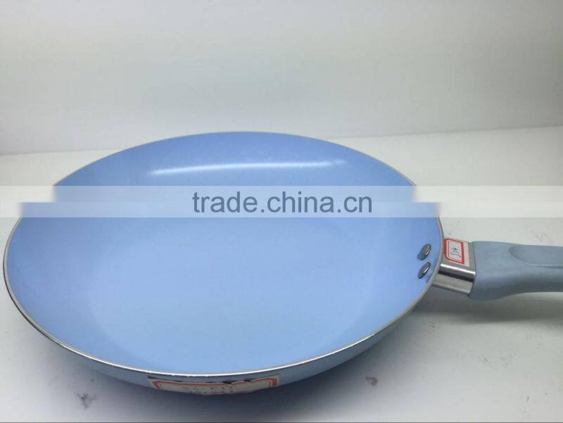 Aluminum Nonstick Pressed/ Forged Blue Ceramic Coating Fry Pan Pizza Pan Egg Pan Round Crepe Pan